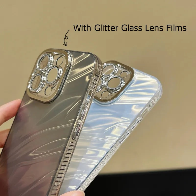 Hot Diamond Laser Gradient Glitter Camera Lens Protection Colorful Phone Shell Rose Gold Case